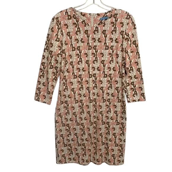 J. McLaughlin Sophia Dress Womens Medium Peach Islet Link Print Catalina Cloth - Picture 2 of 12